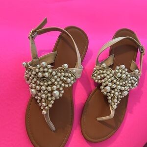 Elegant Pearl Embellished Sandals